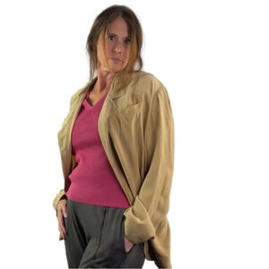 Lightweight 100% Silk Beige Blazer  Jacket